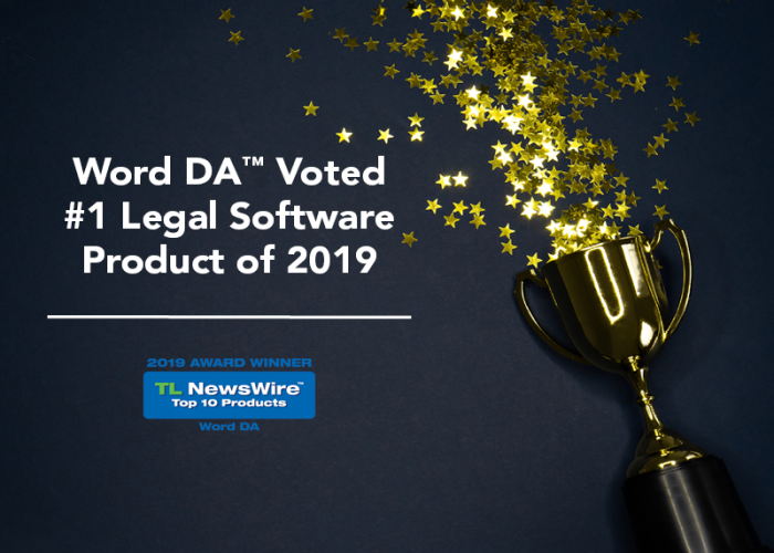 Graphic announcing that Infoware won Word DA's Legal Software Product of the Year