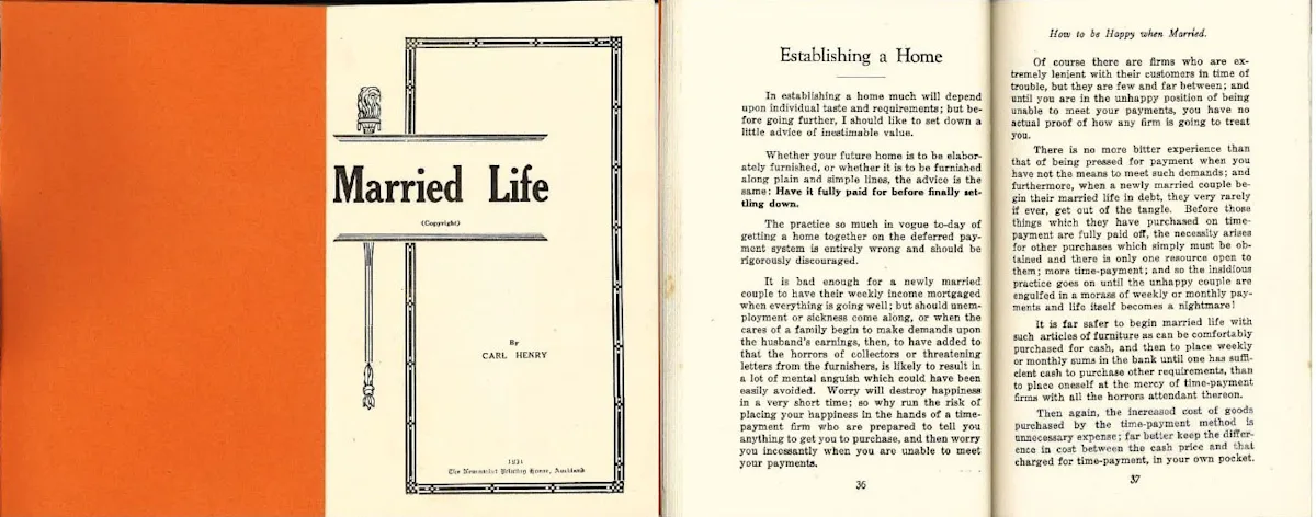 An excerpt from the booklet 'Married Life'