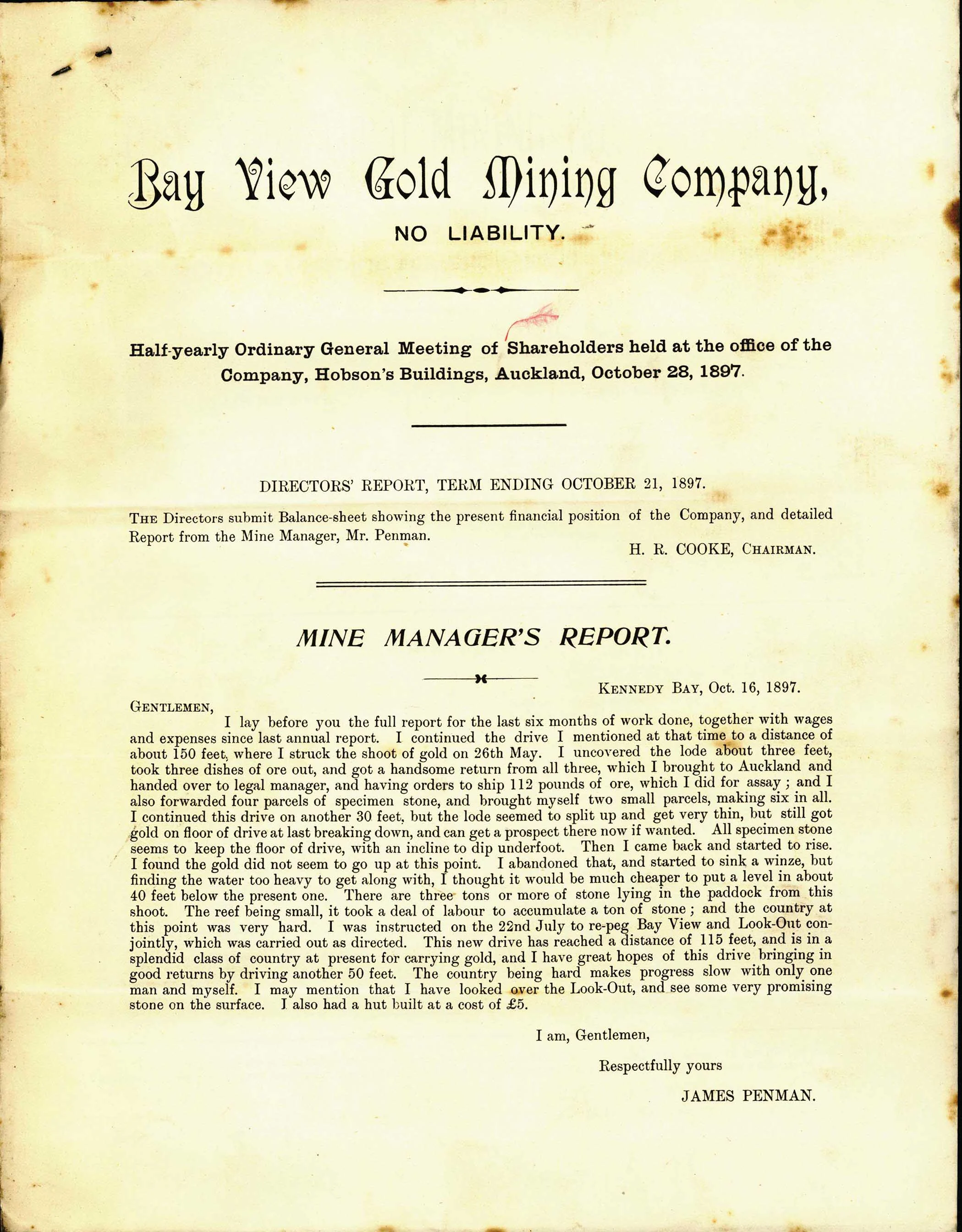 Typewritten report