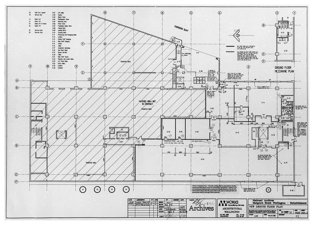 Archives New Zealand ground floor, 1990 - Example of an aperture card plan Plan of Archives New Zealand's ground floor from 1990