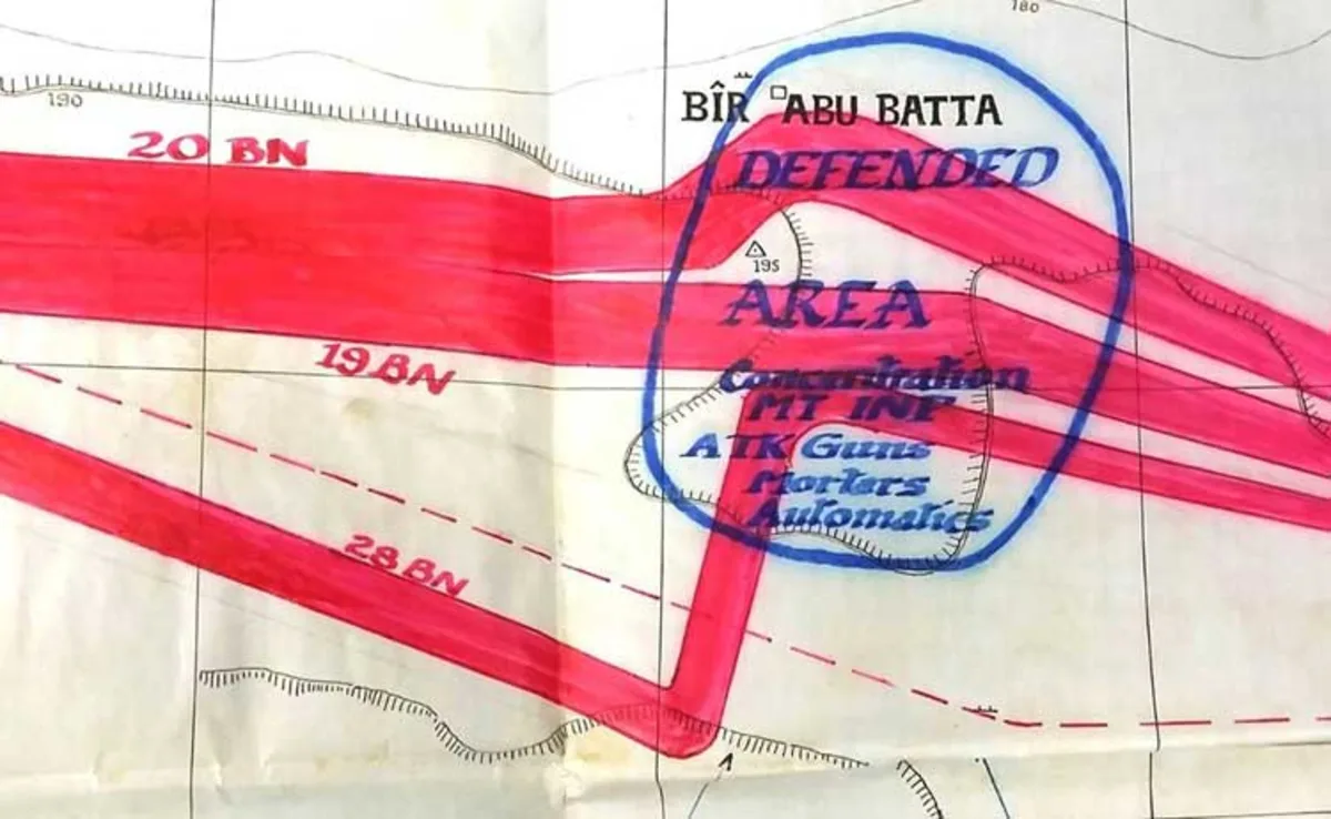 Detail from a map of the breakout at Minqar Qaim