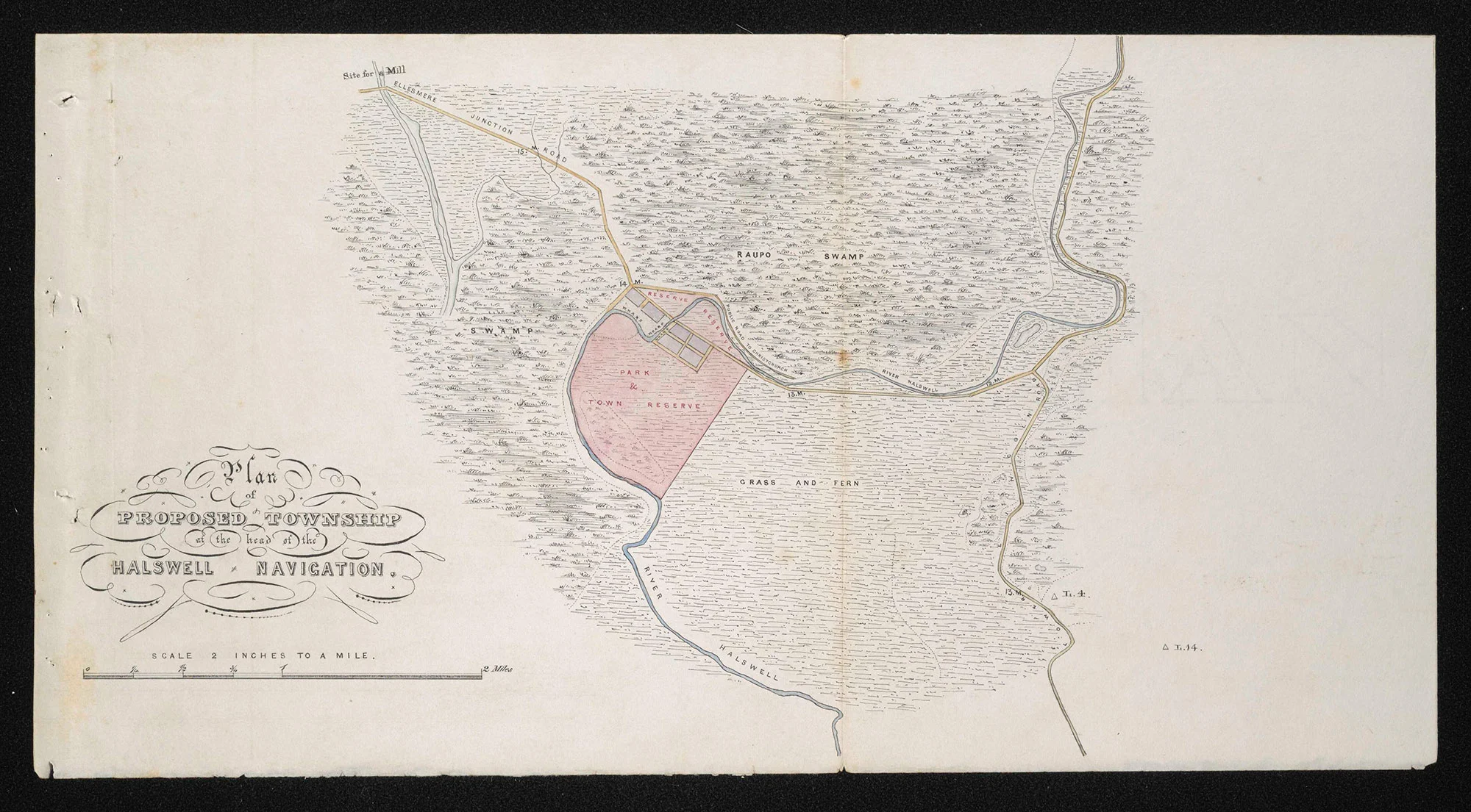 Map with black lines and some text on the left, on an old paper