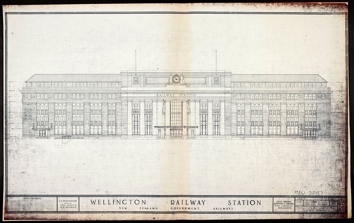 Wellington Railway Station Plan showing facade of Wellington Railway Station