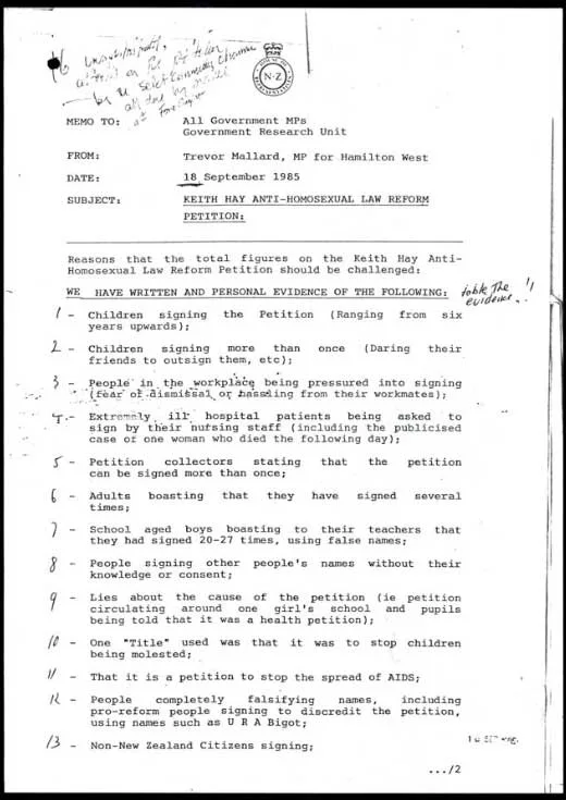 Submission on Homosexual Law Reform Bill from Trevor Mallard - Page 1