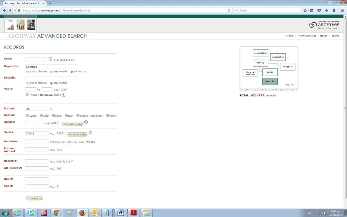 Searching for an aperture card Screenshot showing an aperture card search in Archway