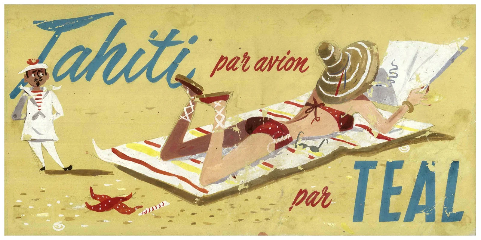 illustration of a woman lying on the beach in a bikini