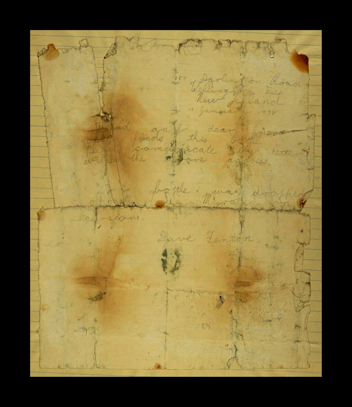 1938, found at Chatham Islands