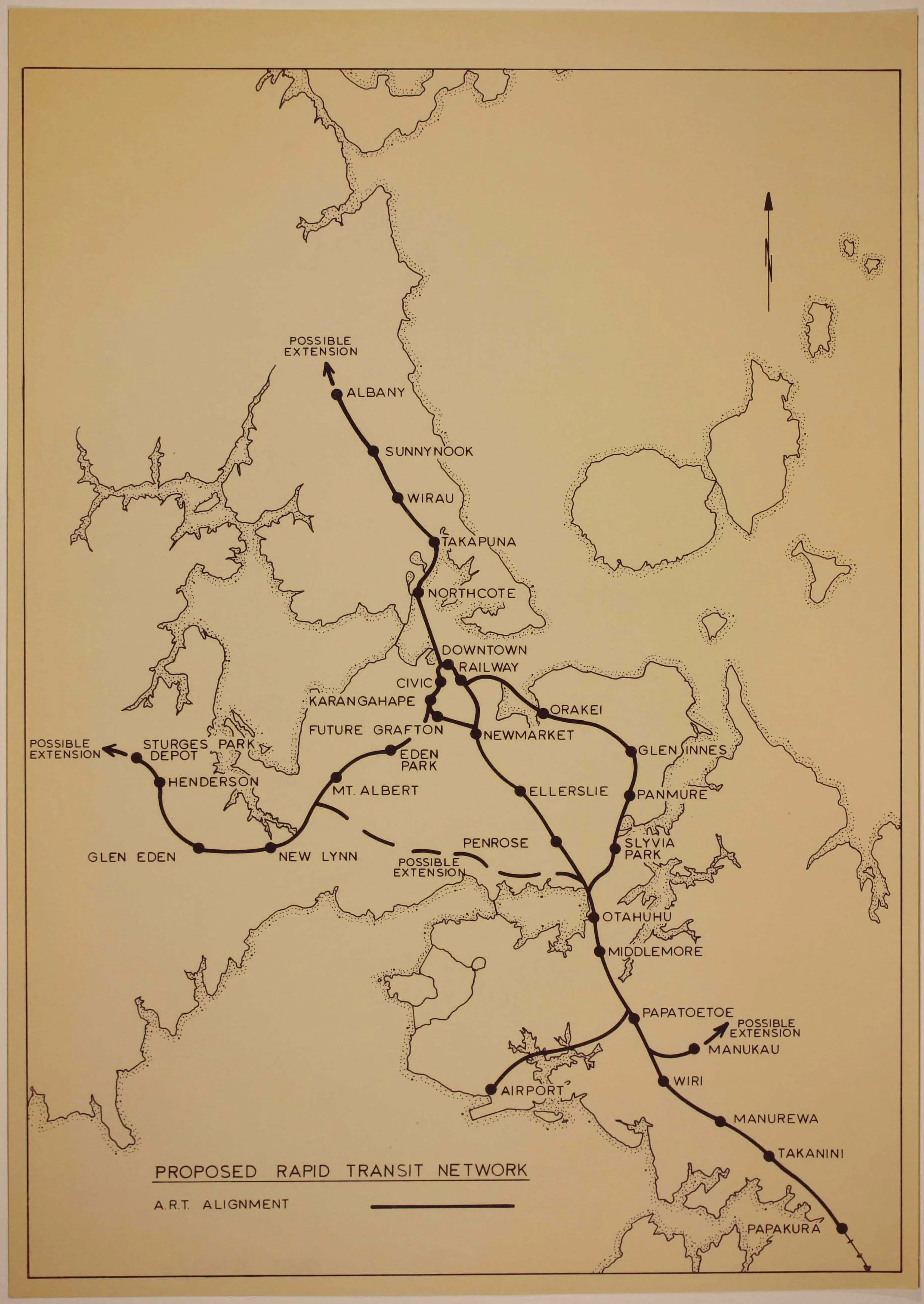 Map showing proposed rapid transit network