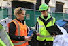 Waste management experts on a building site. Waste management experts on a building site.