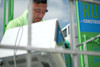 A Junk Run staff with e waste. A Junk Run staff with e waste.