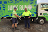 Junk Run team member meeting with a waste reallocation partner. Junk Run team member meeting with a waste reallocation partner.