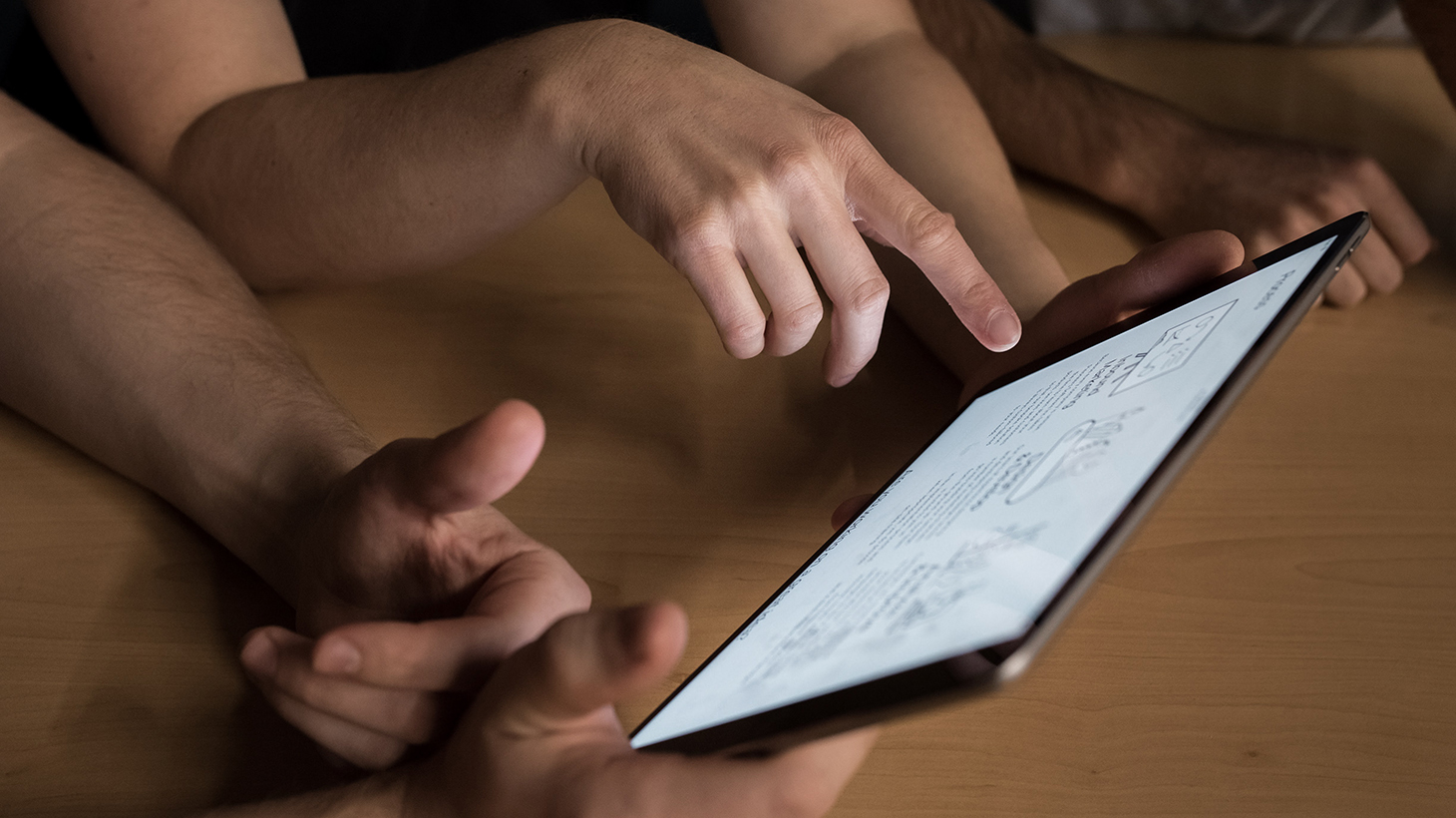 Pointing at tablet