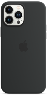 Midnight Apple Silicone case with MagSafe flat view from the back