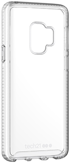 Vue en angle de l’étui Pure Clear de tech21 transparent pour Galaxy S9