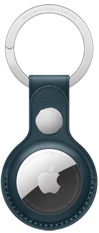 Front view of AirTag Leather Key Ring - Baltic Blue