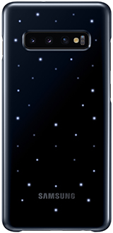 Blue Black Samsung Galaxy S10+ LED Back Cover with lights illuminated