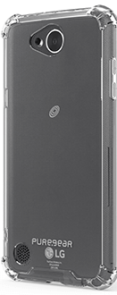 Étui Hard Shell transparent de PureGear – Vue avant de l’étui pour LG X power 2