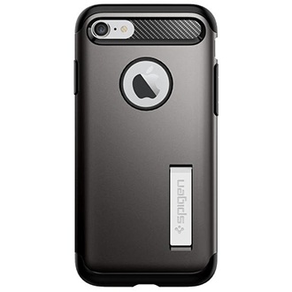 Étui Spigen Slim Armor gris acier – Vue arrière de l’étui pour iPhone 7 d’Apple