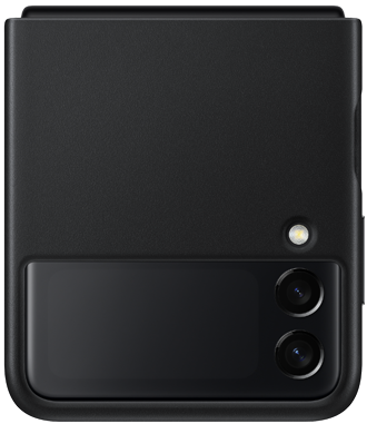 Black Samsung Galaxy Z Flip3 5G Leather Cover Back