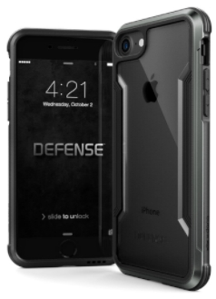 Black X-Doria Defence Shield iPhone 7/8 Case Front and Back View