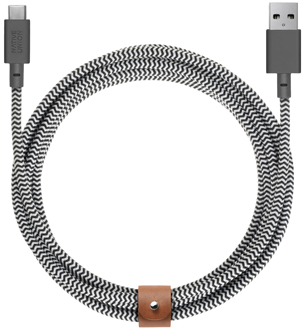 Rolled Up Zebra Native Union USB-C BELT Cable
