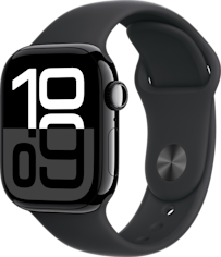Apple Watch Series 10 42mm LTE Jet Black Aluminum Sport Band Black PDP Image Position 1 CAEN