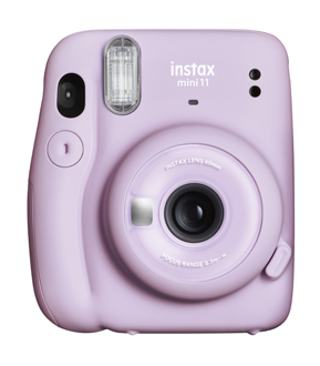 FUJIFILM Instax® Mini 11 camera from the front in Lilac Purple