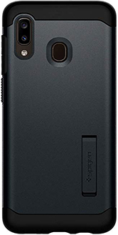 Vue arrière de l’étui Slim Armor de Spigen ardoise métallique pour Samsung Galaxy A20