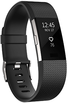 Black Fitbit Charge 2 Angled View