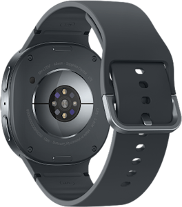 Samsung Galaxy Watch8 graphite vue arrière en angle