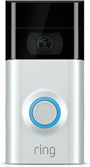 Vue avant de la sonnette vidéo Video Doorbell 2 de Ring avec façade nickel