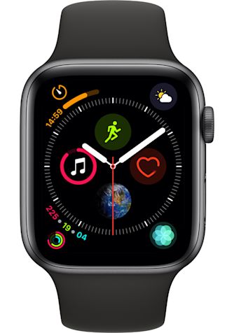 Apple Watch Series 4 GPS + Cellular, 44mm Space Grey Aluminium Case with Black Sport Band