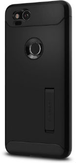 Black Spigen Slim Armor - Apple Pixel 2 Case Back View