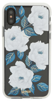 Vue arrière de l’étui Clear Case de Sonix Fleur de saphir pour iPhone X