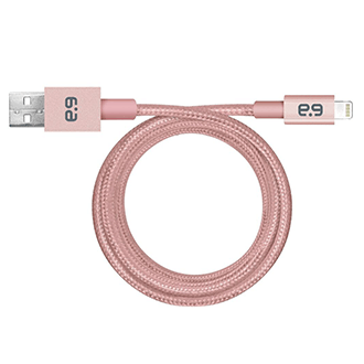 Rose Gold PureGear Braided Metallic Charge and Sync Cable for Lightning Devices (4ft) - Front View