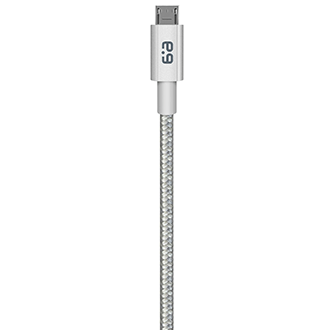 Câble de recharge et de synchronisation PureGear en métal tressé argent pour dispositifs micro USB (4 pi) - vue avant