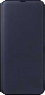 Vue avant de l’étui portefeuille de Samsung noir pour Galaxy A50
