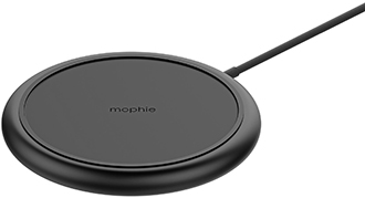 Vue de haut en angle du support de recharge Charge Stream Pad+ de Mophie noir