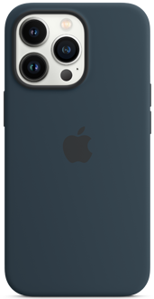 Abyss Blue Apple Silicone case with MagSafe flat view from the back