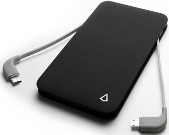 Black Power Charge Plus Micro/USB C Power Bank with Cables