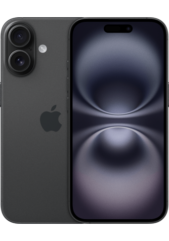 Front and back side of iPhone 16 in Black