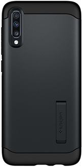 Vue arrière de l’étui Slim Armor de Spigen ardoise métallique pour Samsung Galaxy A70