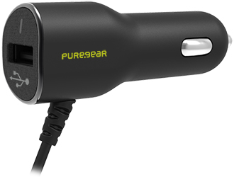 Vue latérale du chargeur de voiture Lightning de PureGear noir
