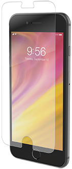 Angled InvisibleShield Glass Screen Protector Hovering Over iPhone 6/6s/7/8