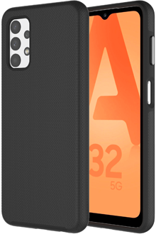 Angled black Axessorize PROTech Case Galaxy A32 from the back and front