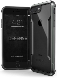 Black X-Doria Defence Shield iPhone 7 Plus/8 Plus Case Front and Back View