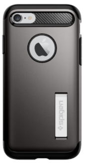 Étui Spigen Slim Armor gris acier – Vue arrière de l’étui pour iPhone 7/8 d’Apple