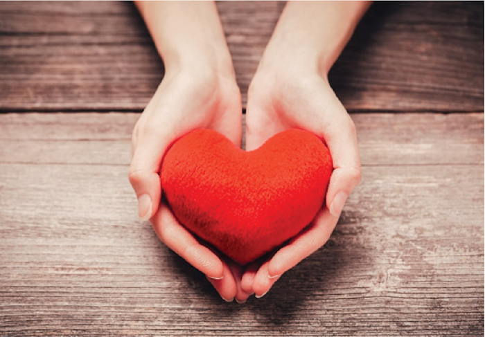 Hands holding a read heart.