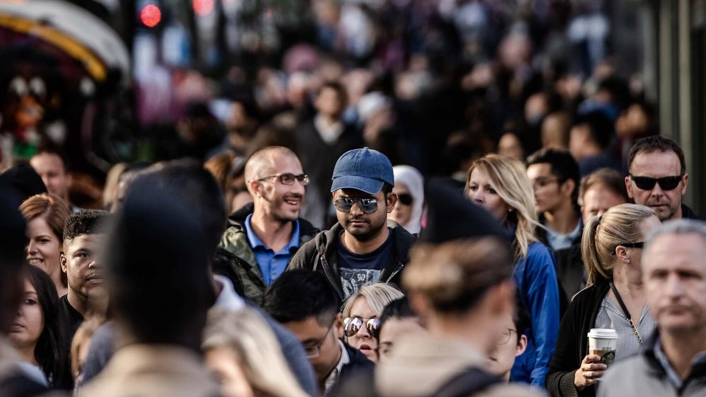 Crowd of people walking