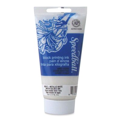 Speedball Water-Soluble Block Printing Ink - Platinum White (Metallic), 2.5 oz